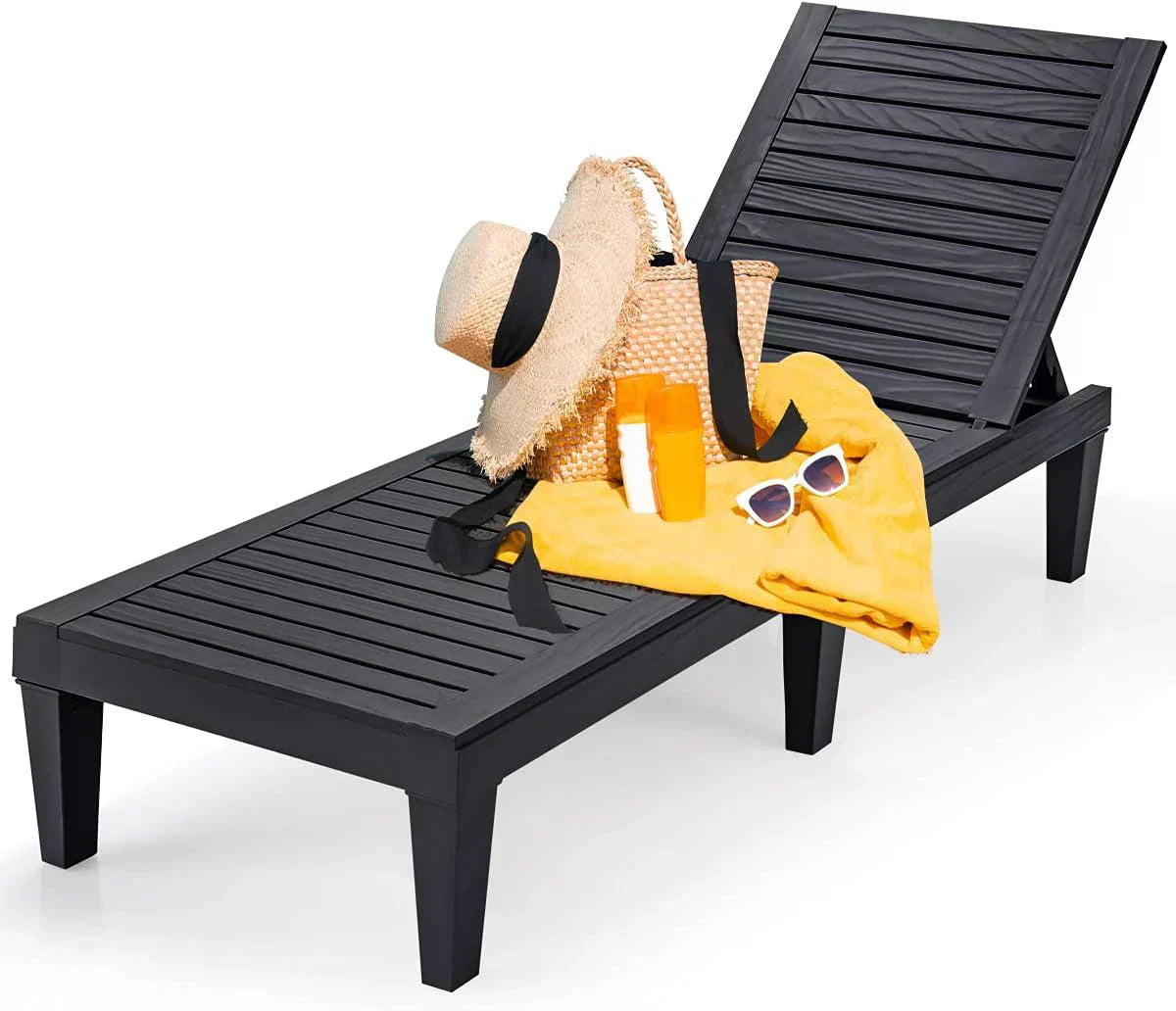 Outdoor Chaise Lounge Chair Lightweight Patio Lounge Recliner Chair with Adjustable Backrest