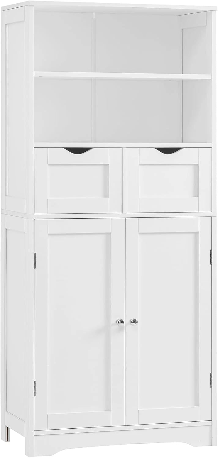 Iwell Storage Cabinet with 2 Drawers & Adjustable Shelves, Cupboard, Floor Cabinet