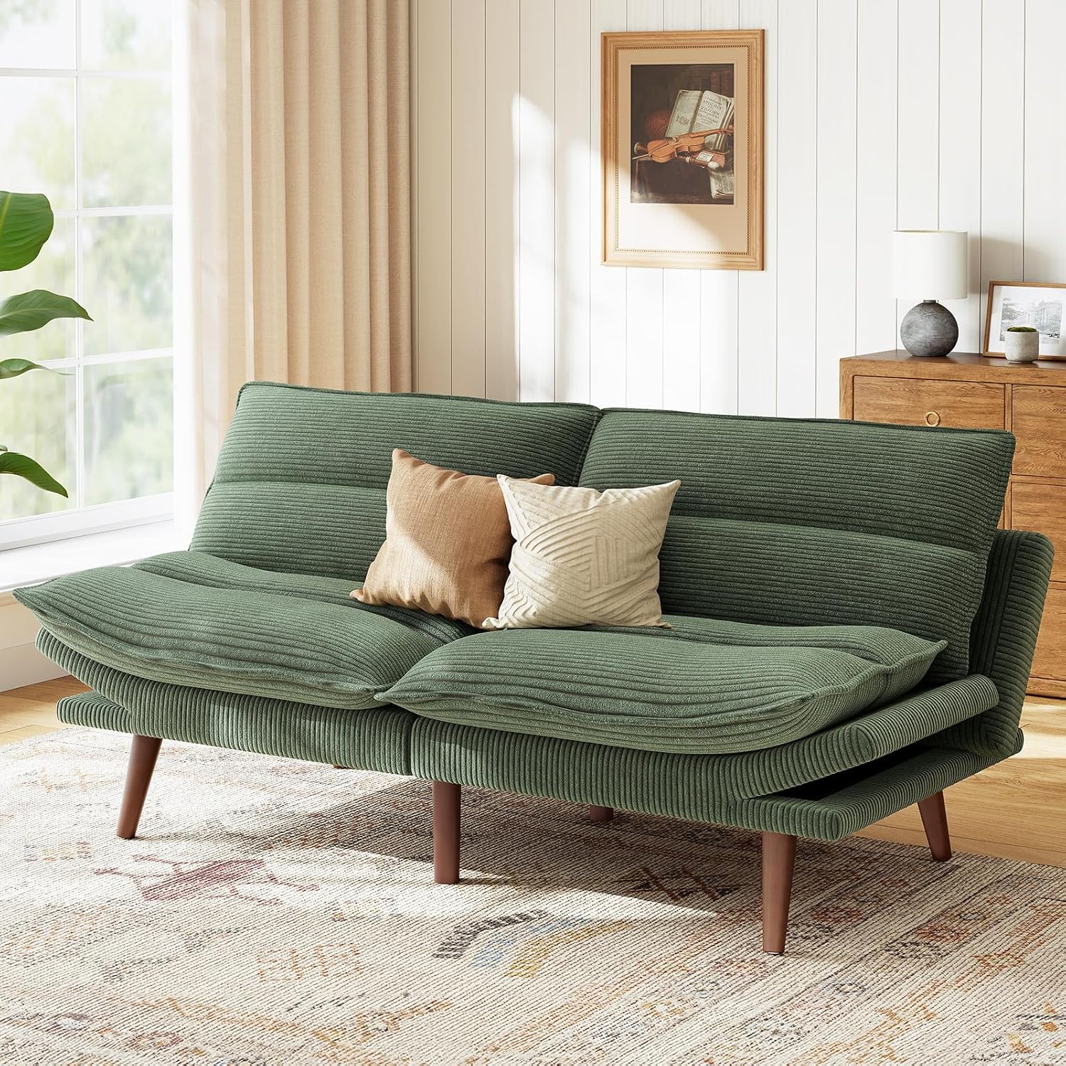 Futon Sofa Bed Futon Sofa Adjustable Back Armrests Converts to Small Sleeper Sofa Bed