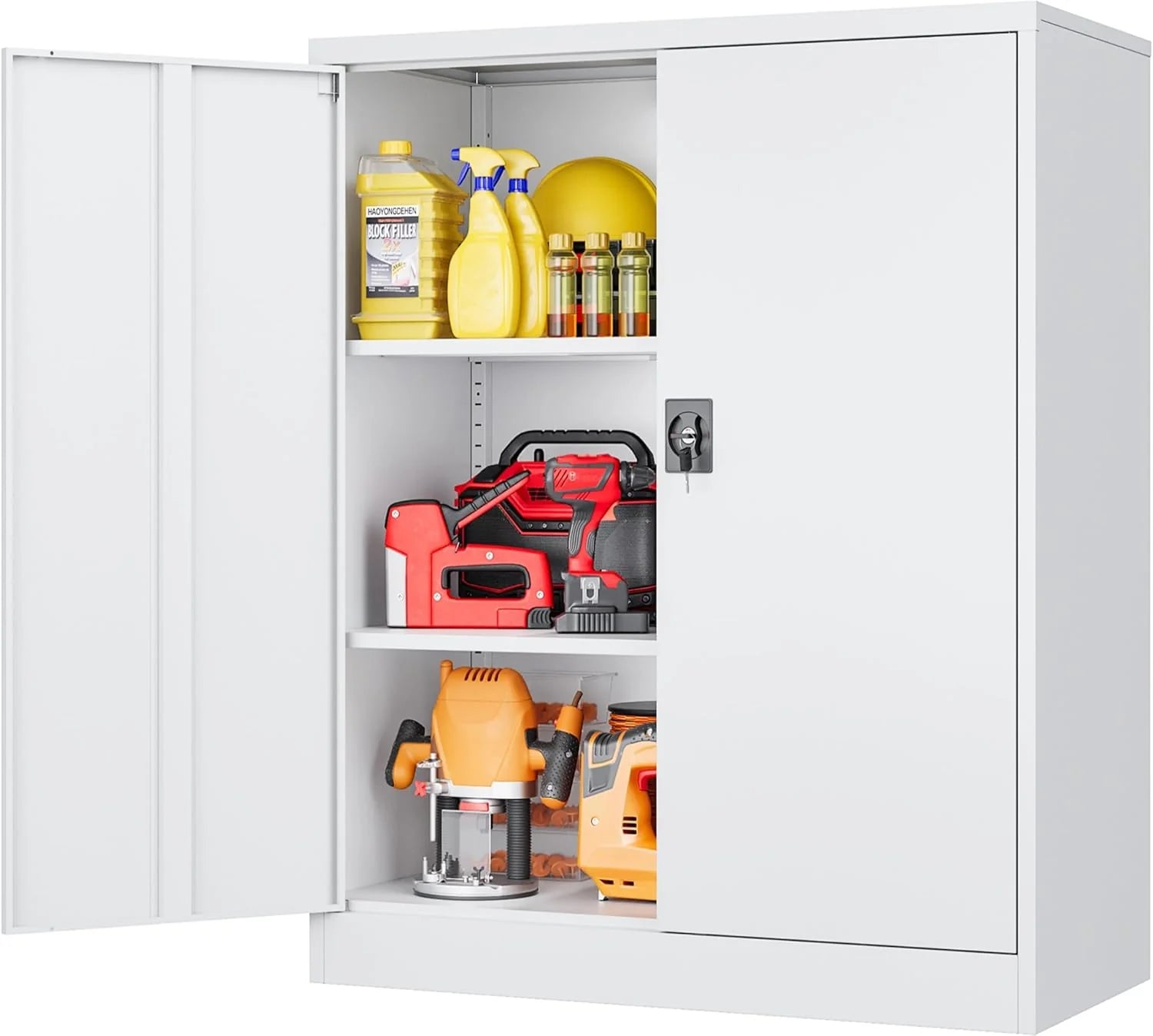 SISESOL Metal Storage Cabinet with Wheels,75 inch Tall Rolling Garage Storage Cabinet