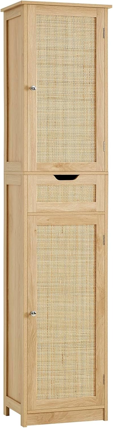 Iwell Storage Cabinet with 2 Drawers & Adjustable Shelves, Cupboard, Floor Cabinet
