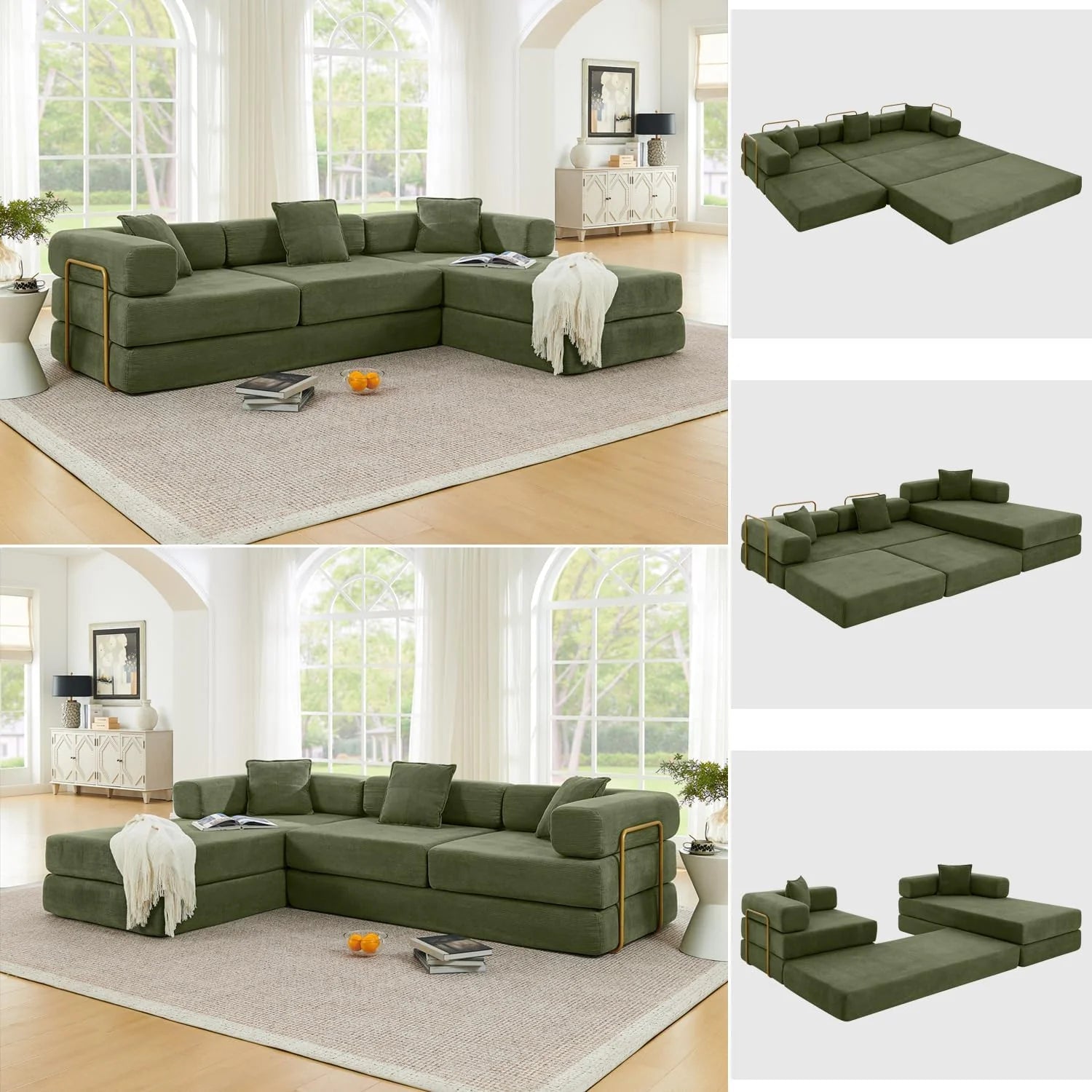 HANXIN 78 Inch Convertible Sleeper Sofa Bed, Folding Floor Mattress Couch