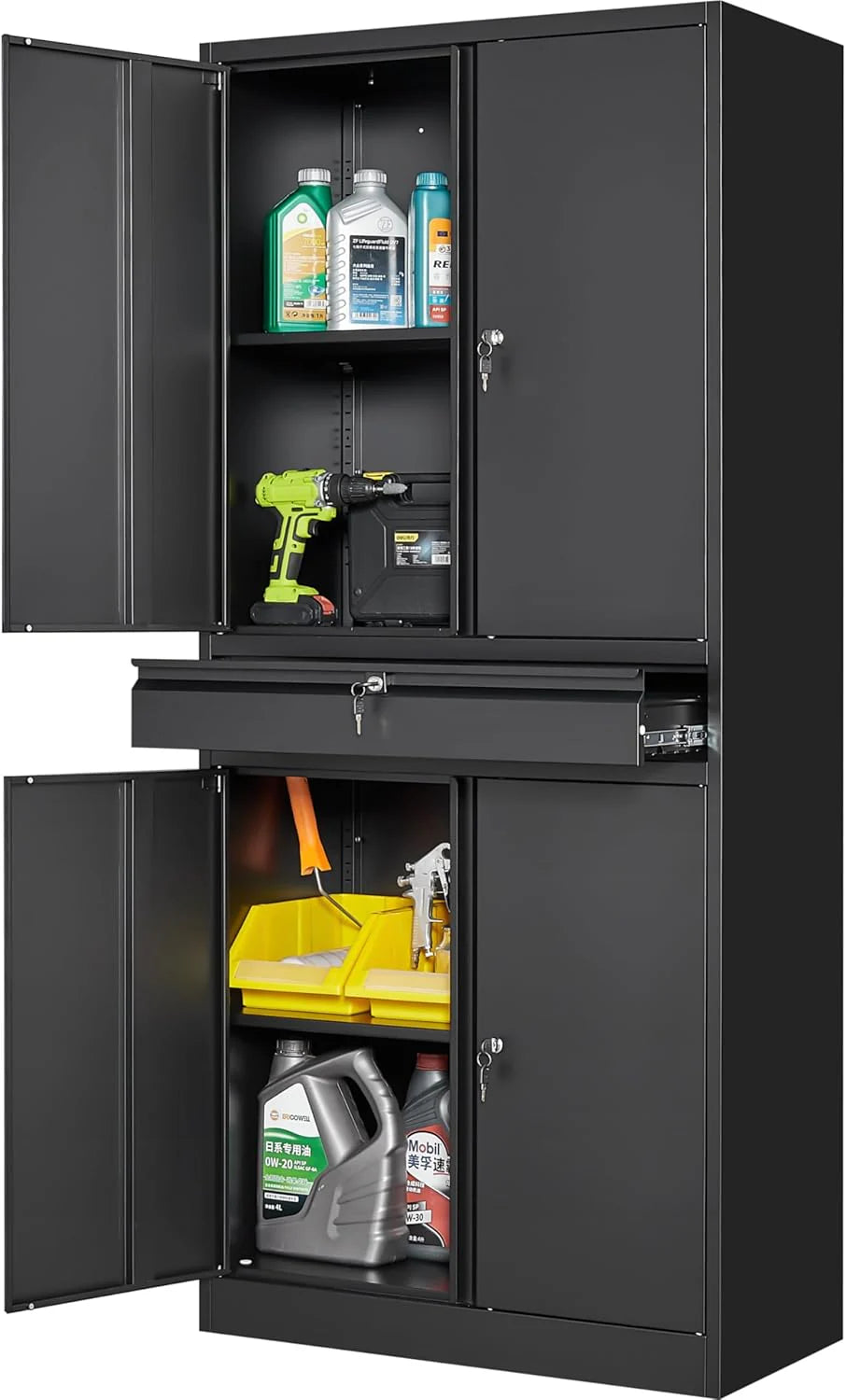 SISESOL Metal Storage Cabinet with Wheels,75 inch Tall Rolling Garage Storage Cabinet