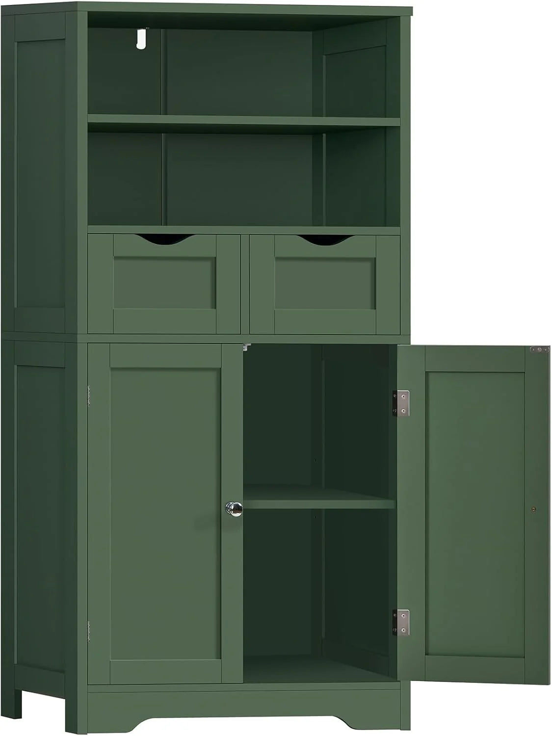 Iwell Storage Cabinet with 2 Drawers & Adjustable Shelves, Cupboard, Floor Cabinet