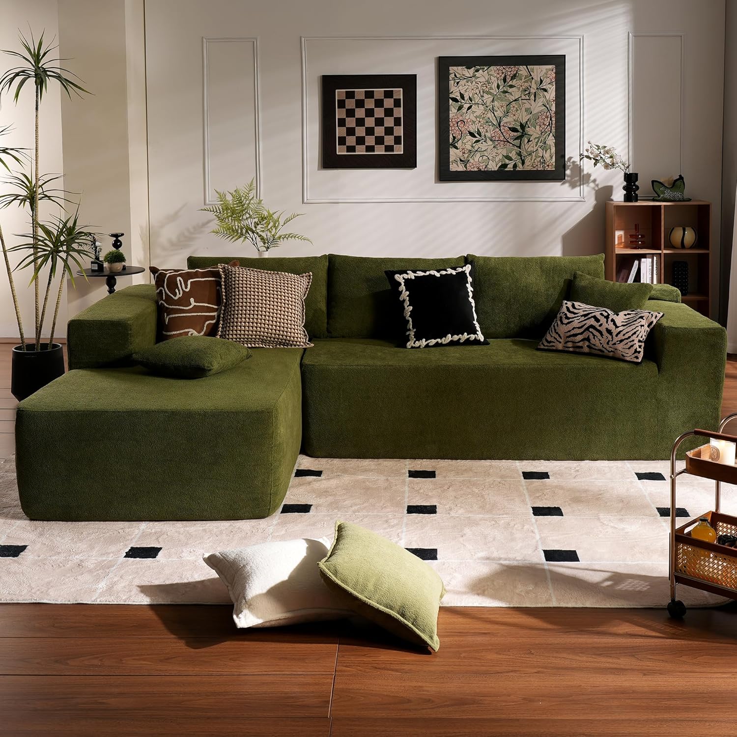 Ovios 104" Cloud Section Sofa L-shaped lounge chair, modern modular sofa