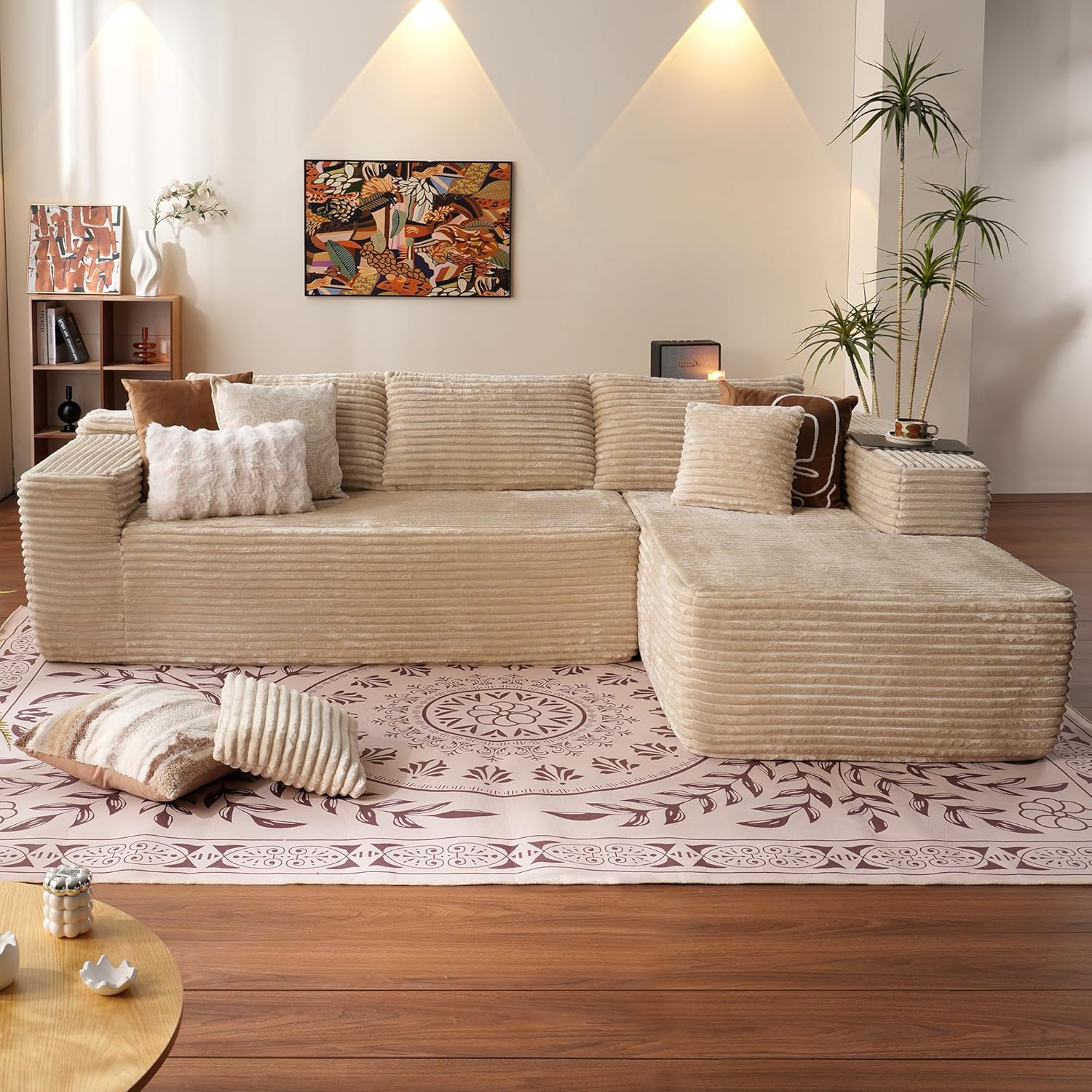 Ovios 104" Cloud Section Sofa L-shaped lounge chair, modern modular sofa