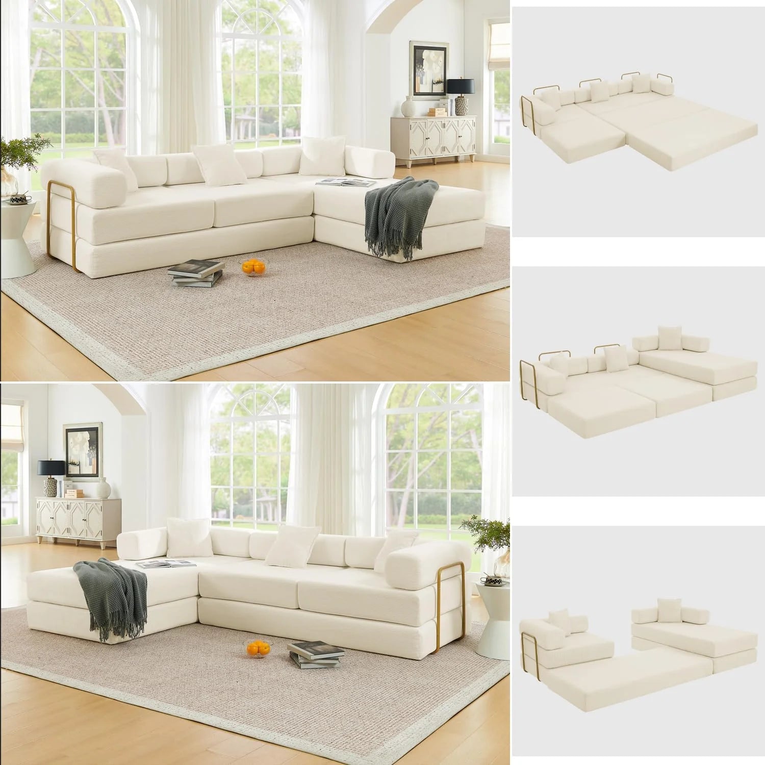HANXIN 78 Inch Convertible Sleeper Sofa Bed, Folding Floor Mattress Couch