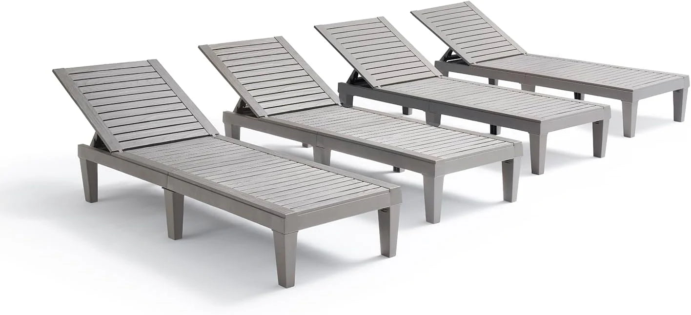 Patio Chairs - Black Chaise Lounge Chair Outdoor 5-Position Adjustable Sun Tanning Chair Waterproof Pool Lounge Chairs Set of 2 Reclining Lawn Chair, Lightweight Outdoor Lounge Chairs