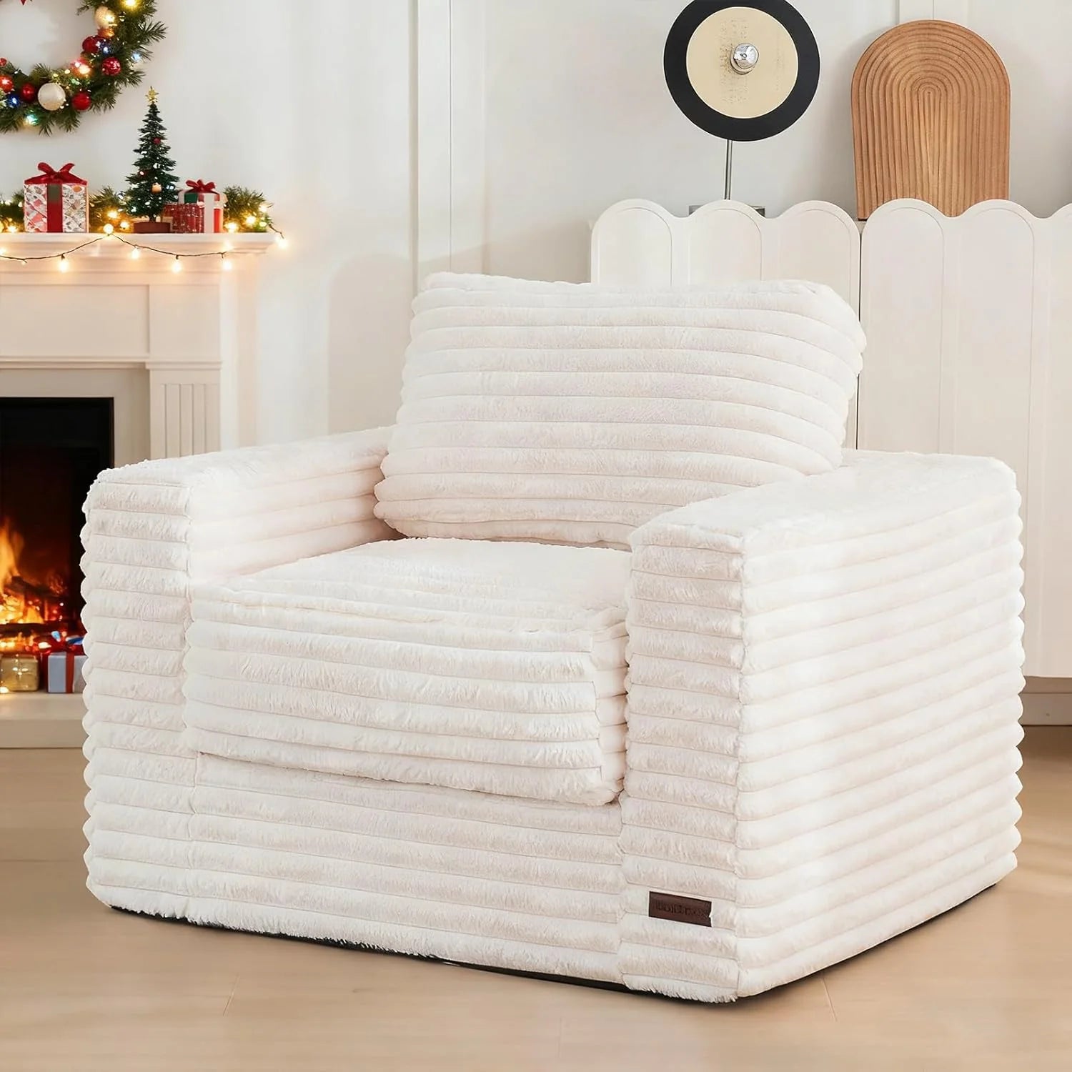 MAXYOYO Bean Bag Chair Two-seat Bean Bag Sofa with Pillows Upholstered Loveseat Floor Sofa