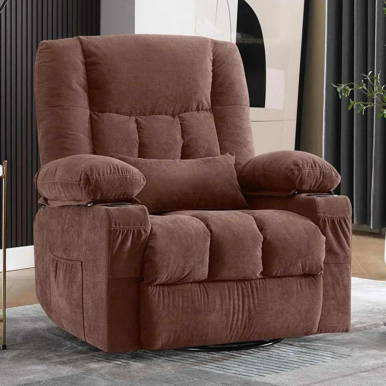 Massage rotating rocking lounge chair with vibration massage and calorie metering functions