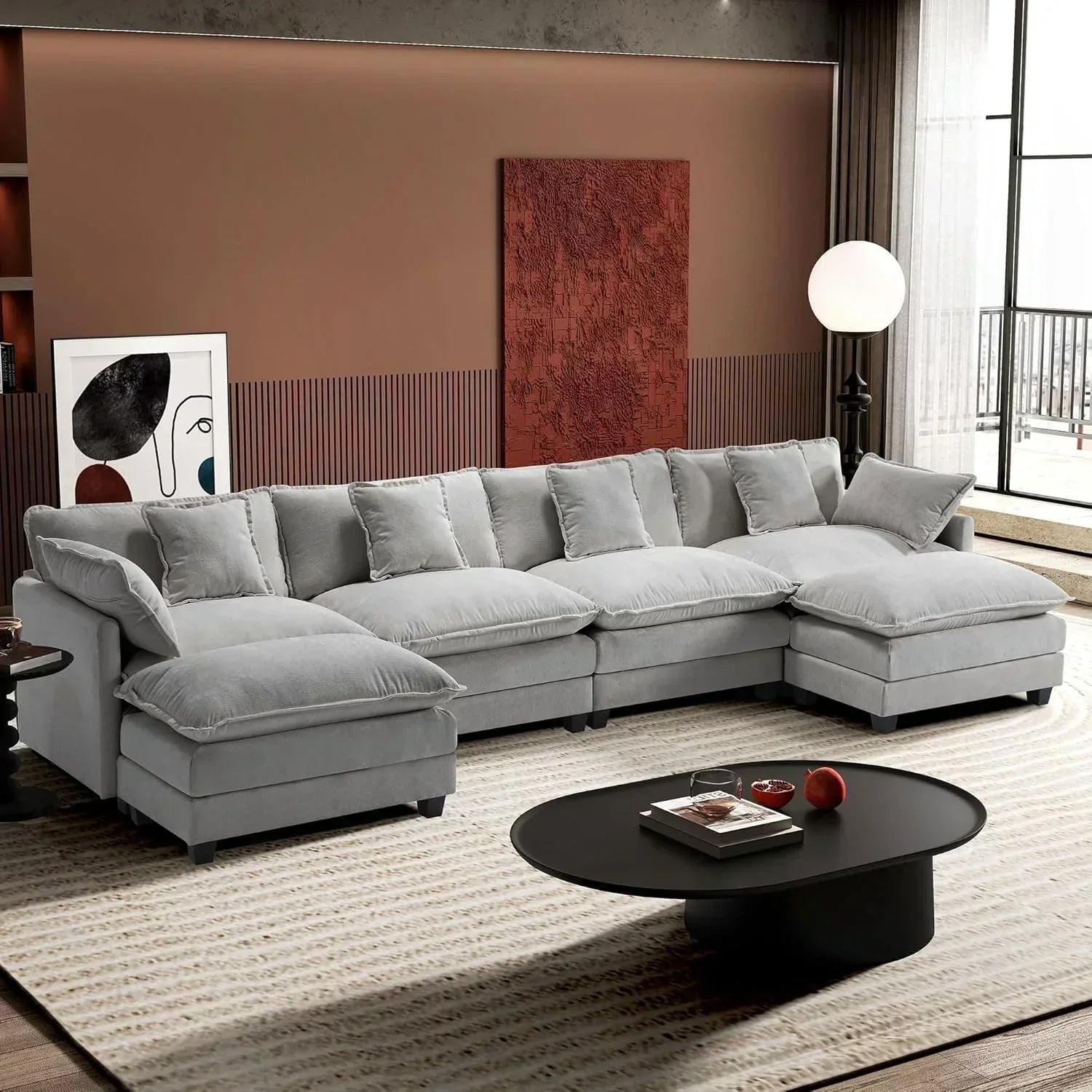 ihanherry 146-inch U-shaped modern sofa modular area cloud sofa