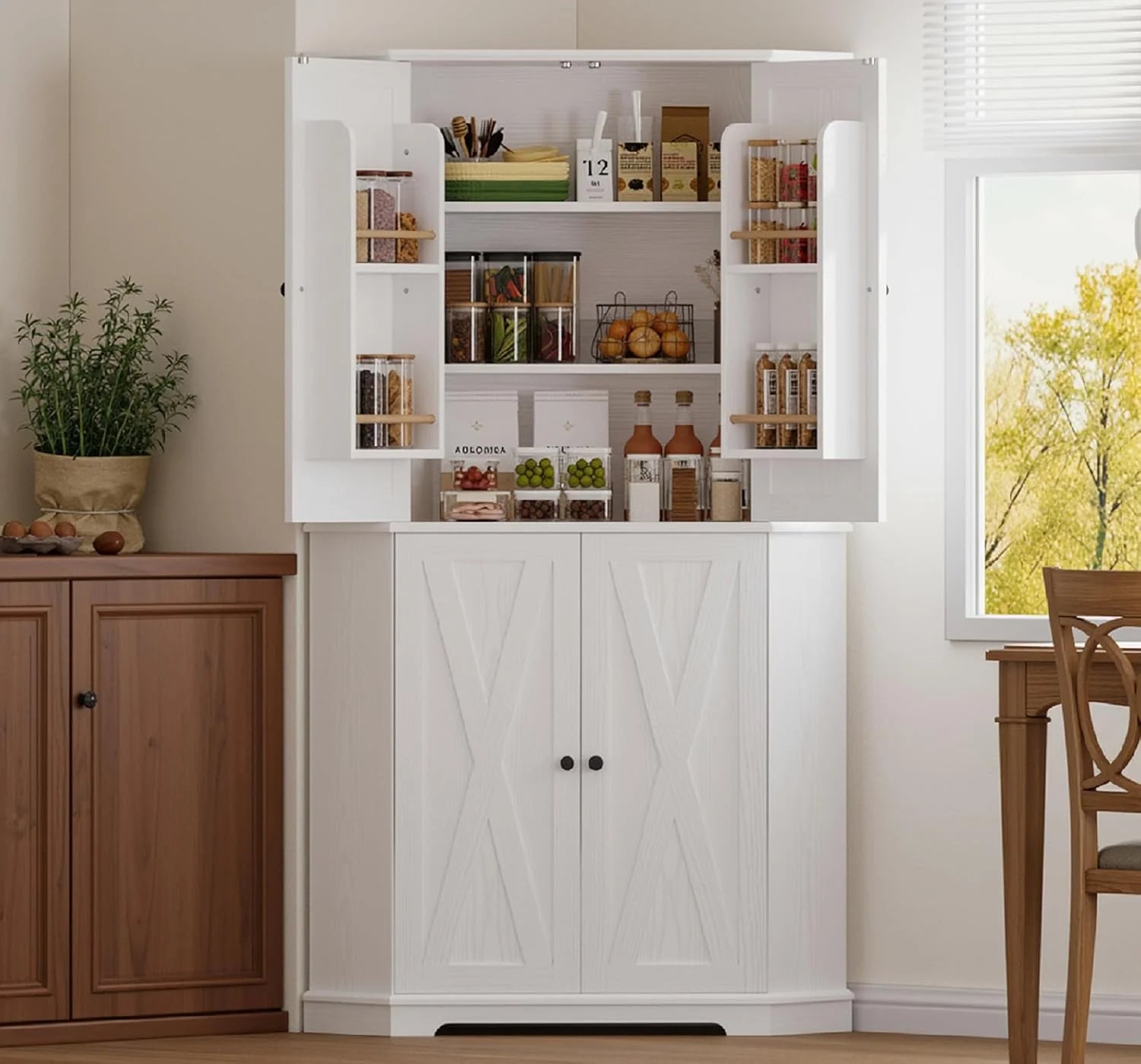 IRONCK Corner Cabinet 72" H Kitchen Pantry Storage Cabinet