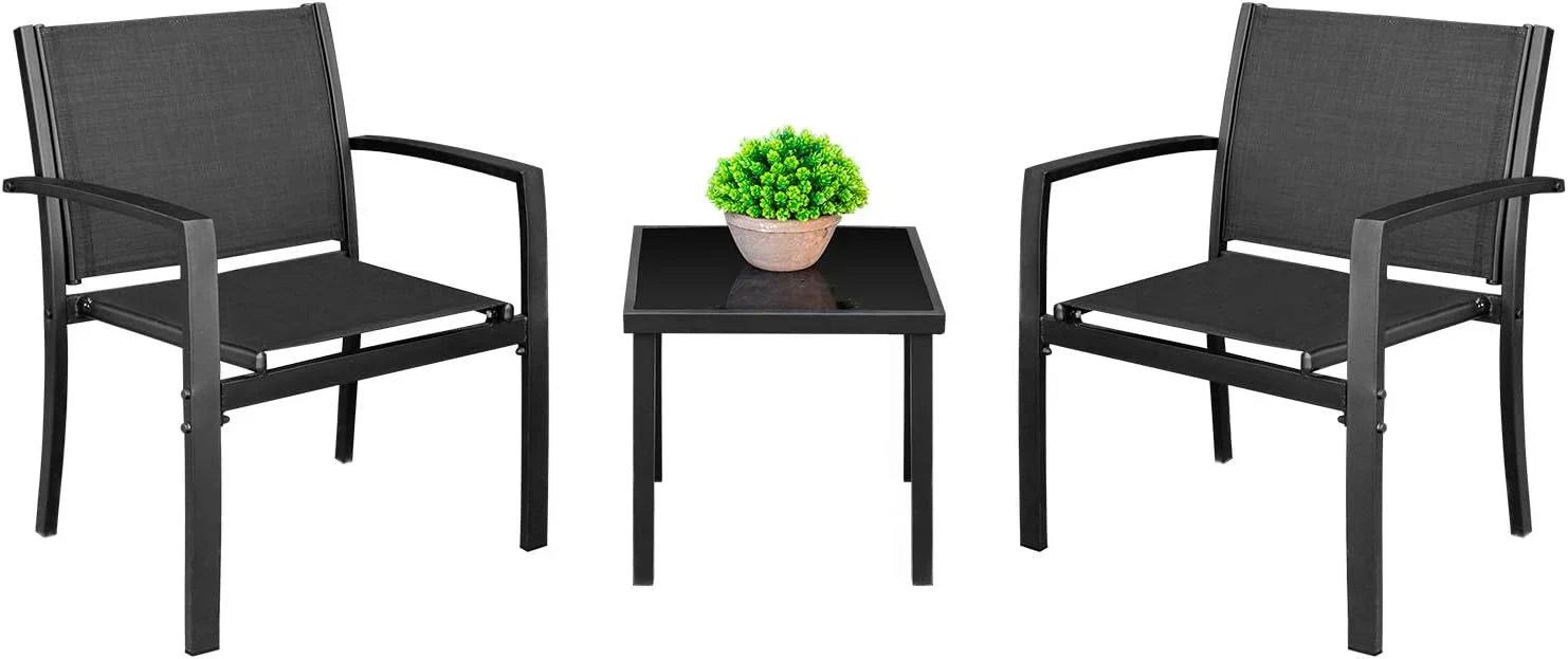 Homall Patio Dining Set 7 Pieces Outdoor Furniture Table and 6 Textilene Chairs Light Grey