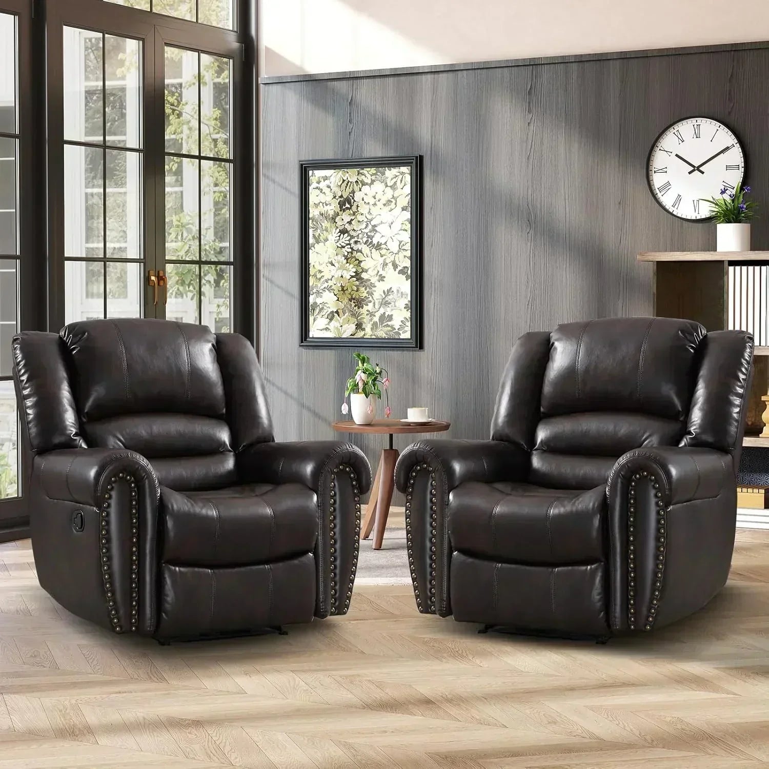 Leather recliner classic traditional manual recliner single sofa for living room