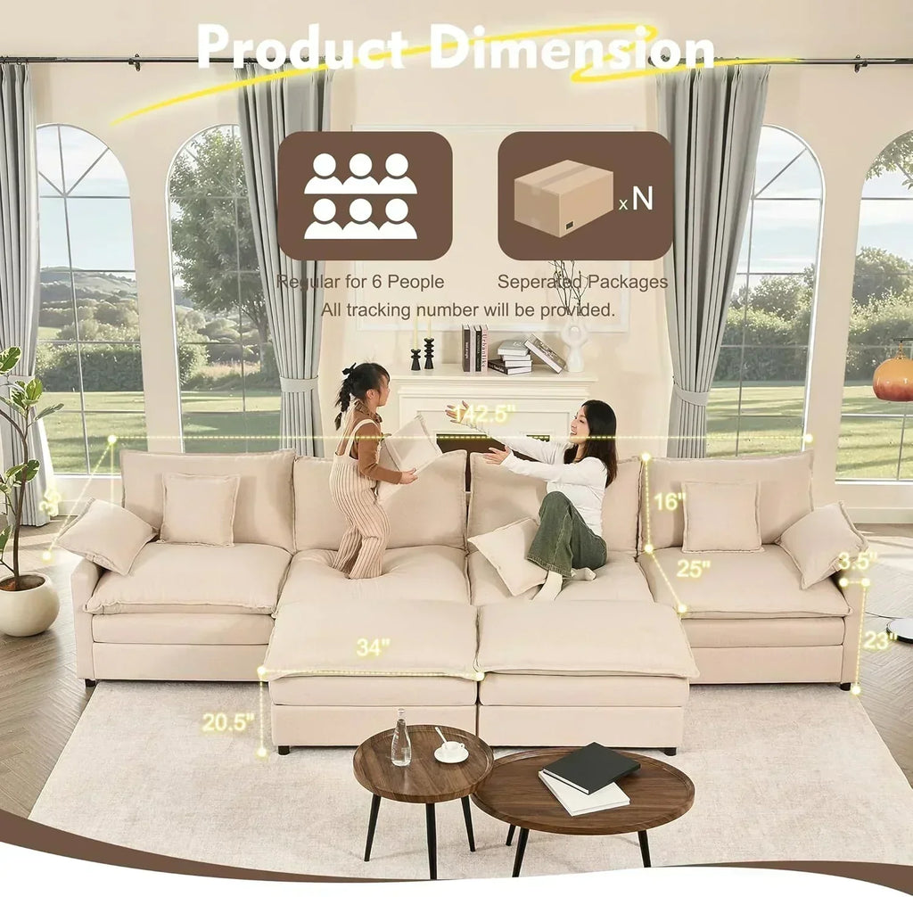 108" U-shaped sofa modular sofa Comfortable cloud sofa